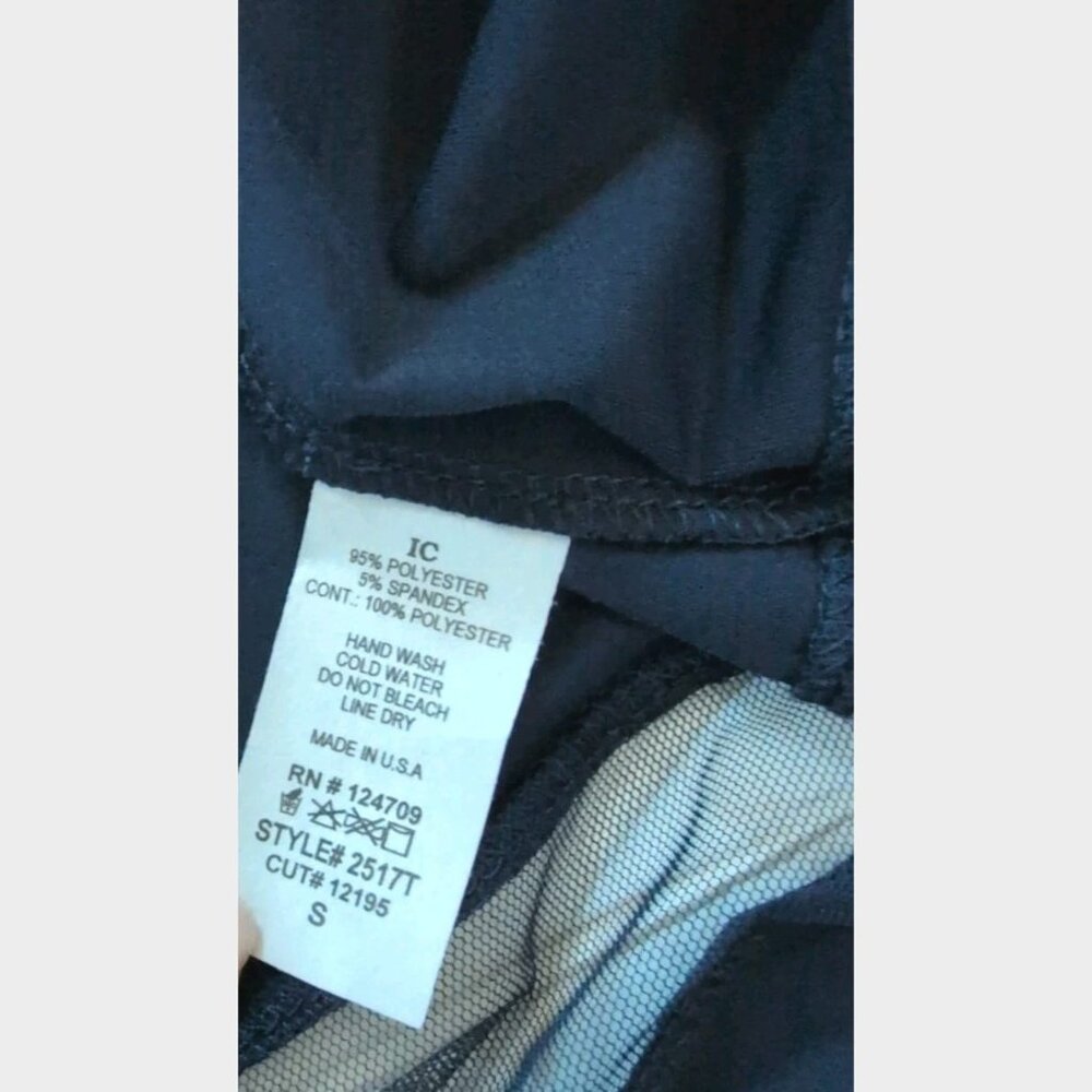 IC CONNIE K COLLECTION Stretch Sheer Mesh Trim Navy Tunic Dress - Small - New - Picture 5 of 6